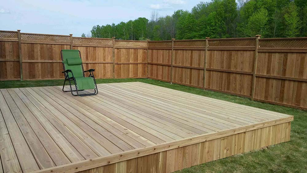 Large deck with patio chair